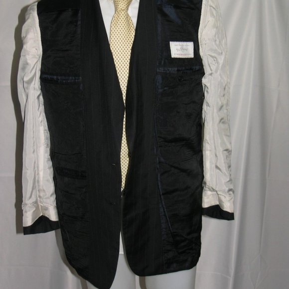 Brioni Two Button Hand Tailored Vintage Blue Stripe Two Button Suit Jacket 42L